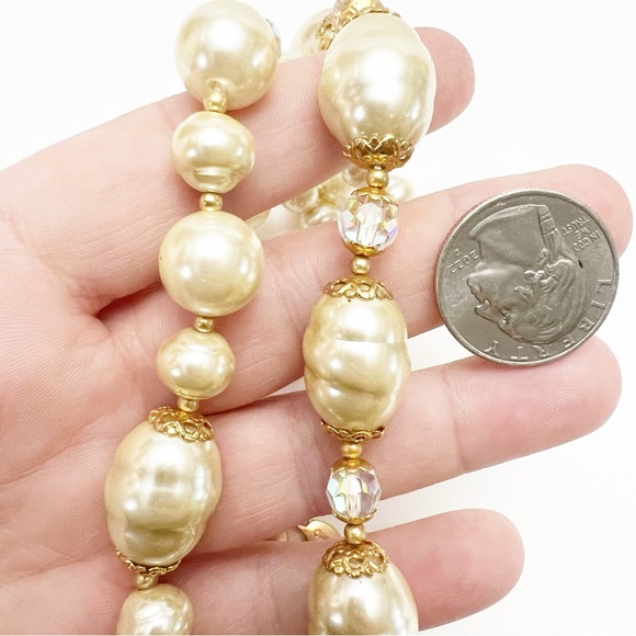 Louis Dell'Olio Baroque Faux Pearl AB Crystal Beaded Necklace 30” - Picture 3 of 4